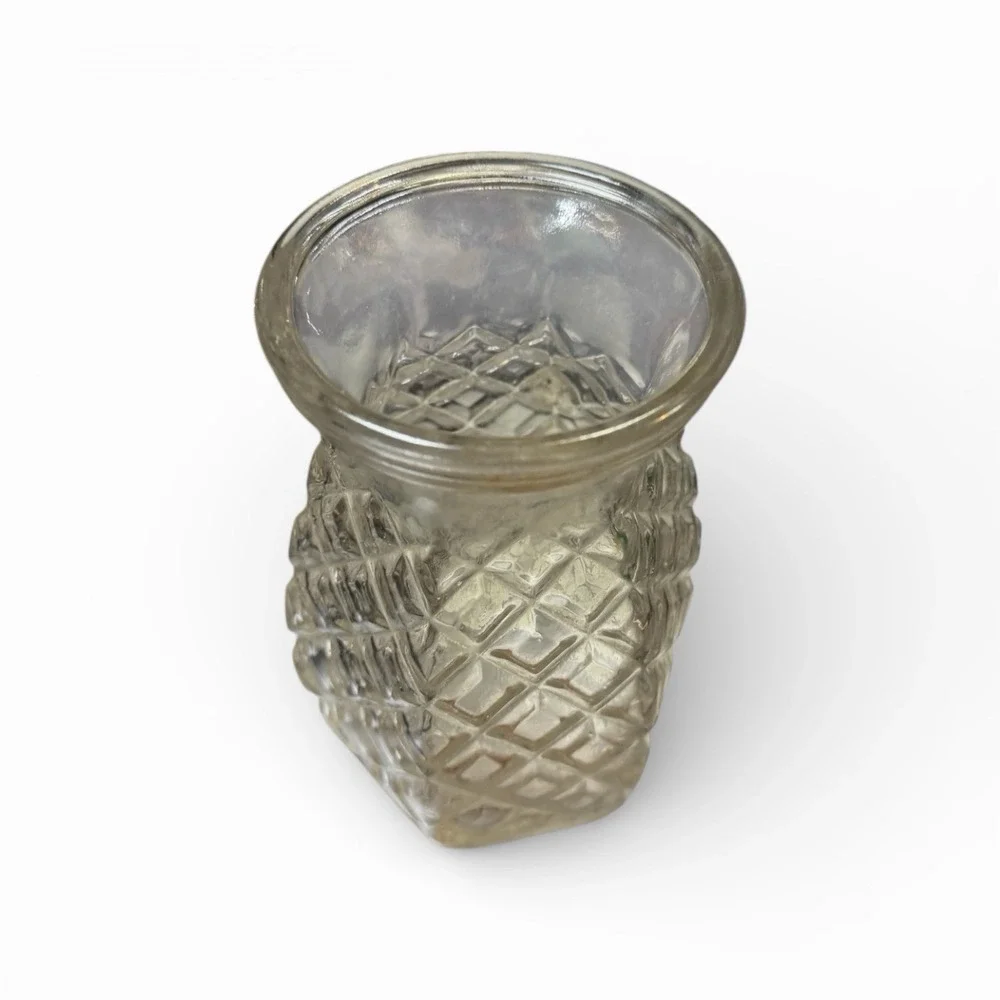 Vintage Mercury Glass Pineapple Vase‎ Silver Textured Diamond Pattern Decor